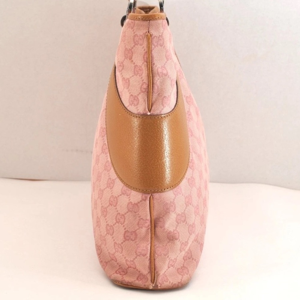 GUCCI Shoulder Hand Tote Bag GG Canvas Leather Pink - Picture 5 of 10